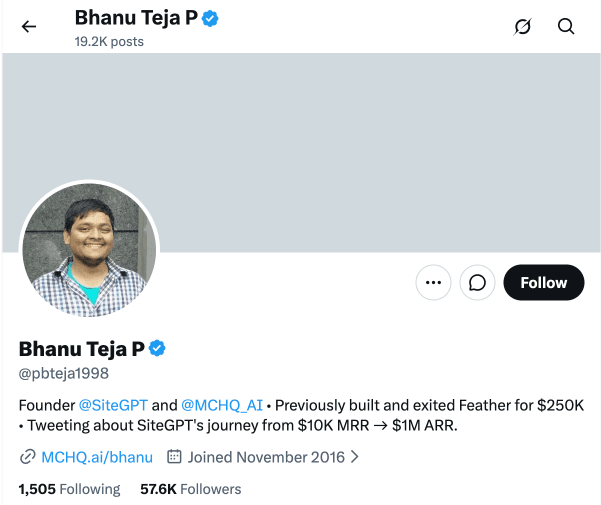 X profile showing live stats in bio
