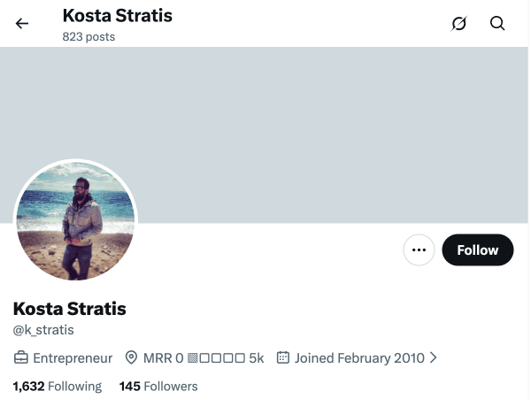 X profile showing live stats in bio